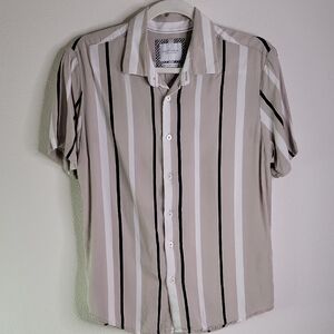 Cactus Man By Ricky Singh Striped Beige and White Men's Shirt - Small